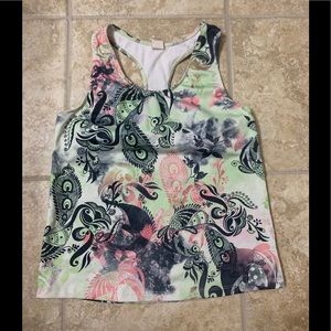 Vital pink black racer back tank with bra L